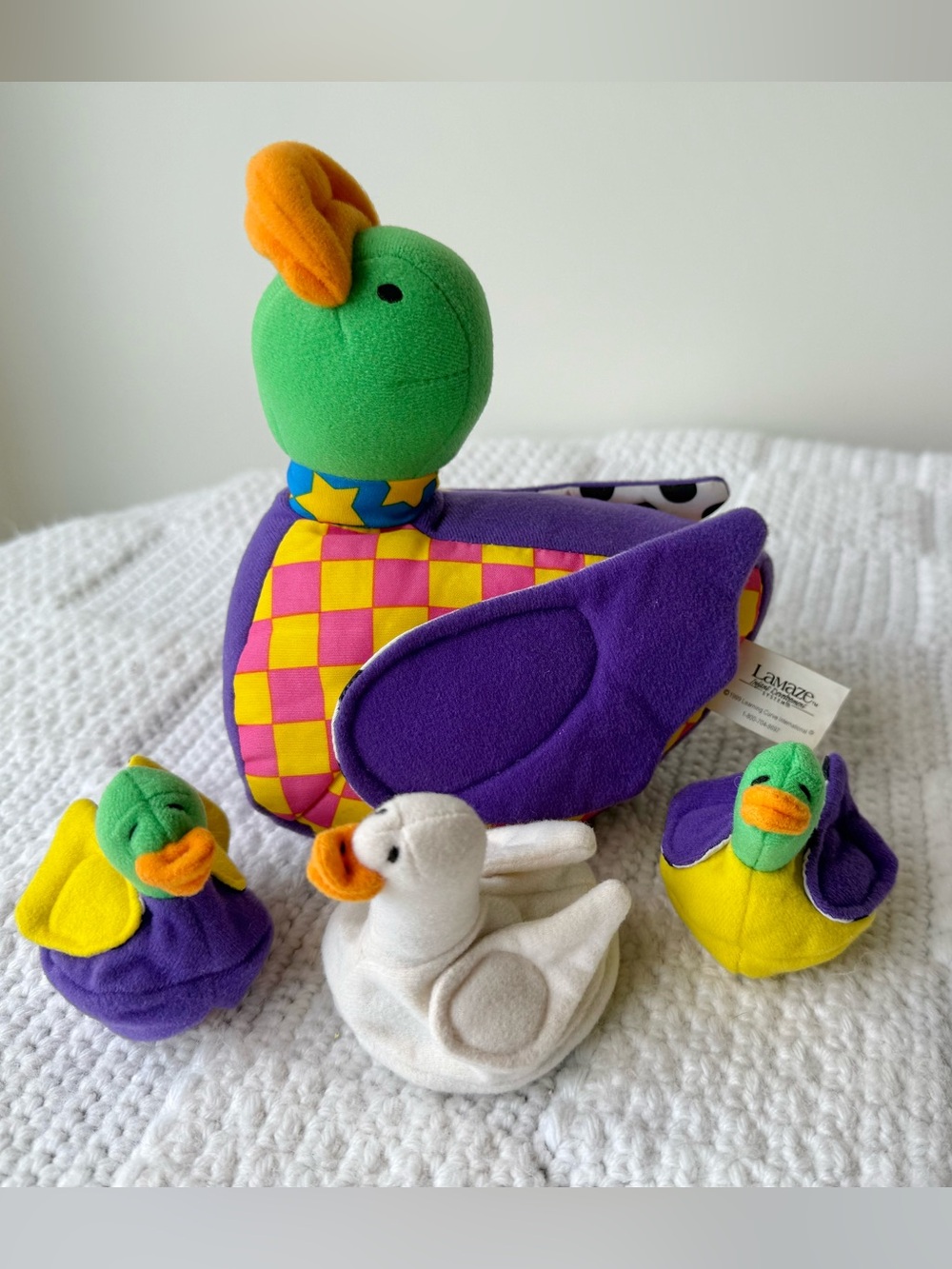 1999 LAMAZE Baby Plush Mother Duck with 3 Ducklings